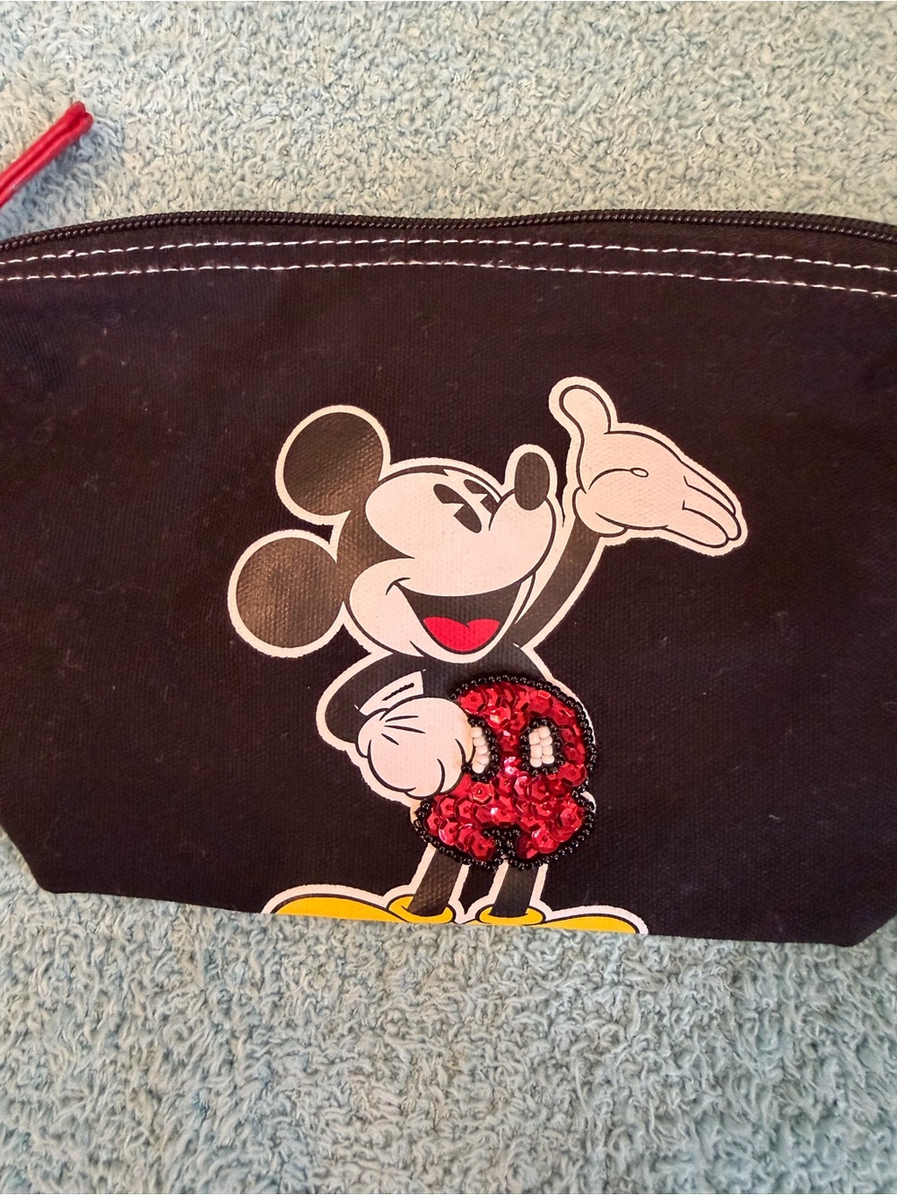 Disney Black Mickey Mouse Sequin Cosmetic Bag with Red Accents - Picture 2 of 5